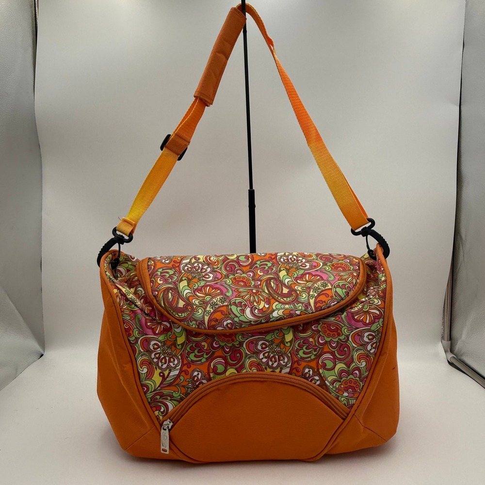 Picnic Plus Orange Paisley Insulated Cooler Bag Soft Sided Shoulder Strap